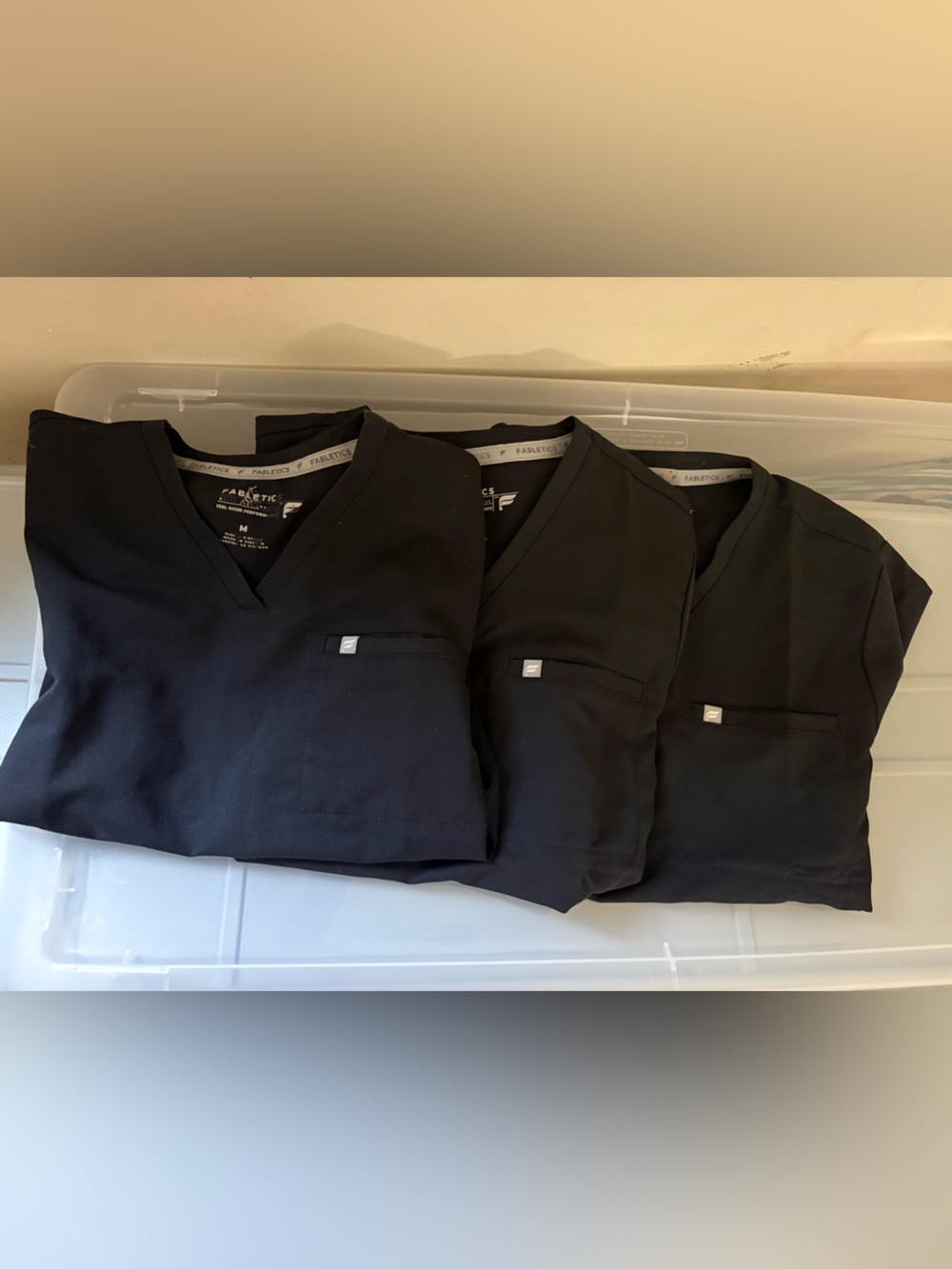 Size Medium Fabletics Black Medical Scrub Tops - Set of 3